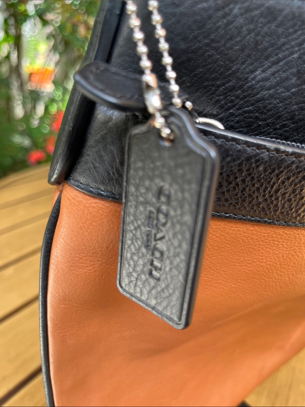 Coach Two-Tone Black and Brown Leather Shoulder Bag - Picture 3 of 16